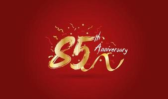 Anniversary celebration background. with the 85th number in gold and with the words golden anniversary celebration. vector