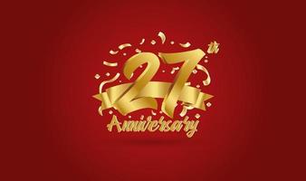 Anniversary celebration background. with the 27th number in gold and with the words golden anniversary celebration. vector