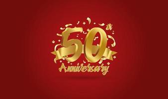 Anniversary celebration with the 50th number in gold and with the words golden anniversary celebration. vector