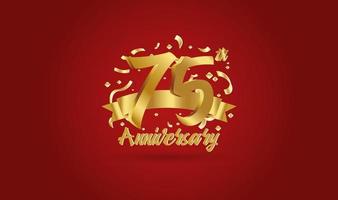 Anniversary celebration background. with the 75th number in gold and with the words golden anniversary celebration. vector
