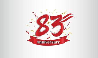 Anniversary celebration with the 83rd number in gold and with the words golden anniversary celebration. vector