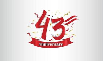 Anniversary celebration with the 43rd number in gold and with the words golden anniversary celebration. vector