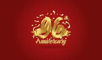 Anniversary celebration background. with the 96th number in gold and with the words golden anniversary celebration. vector