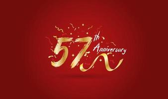 Anniversary celebration with the 57th number in gold and with the words golden anniversary celebration. vector