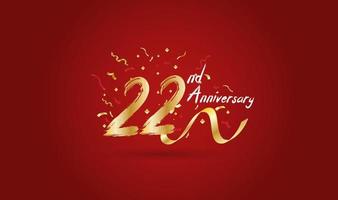 Anniversary celebration with the 22nd number in gold and with the words golden anniversary celebration. vector