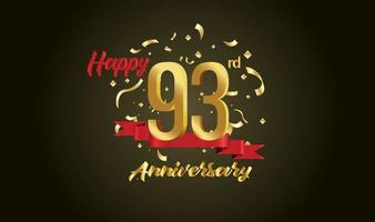 Anniversary celebration background. with the 93rd number in gold and with the words golden anniversary celebration. vector