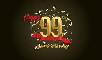 Anniversary celebration background. with the 99th number in gold and with the words golden anniversary celebration. vector