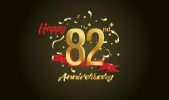 Anniversary celebration background. with the 82nd number in gold and with the words golden anniversary celebration. vector