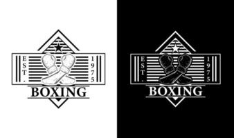 boxeo vintage retro insignia etiqueta emblema logotipo diseño inspiración vector