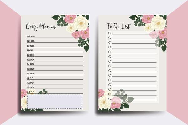 Planner To Do List Pink Mini Rose Flower Design Template