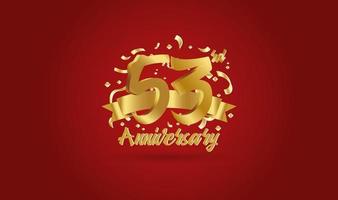 Anniversary celebration background. with the 53rd number in gold and with the words golden anniversary celebration. vector