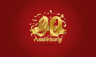 Anniversary celebration background. with the 90th number in gold and with the words golden anniversary celebration. vector