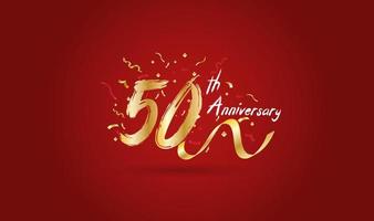 Anniversary celebration background. with the 50th number in gold and with the words golden anniversary celebration. vector
