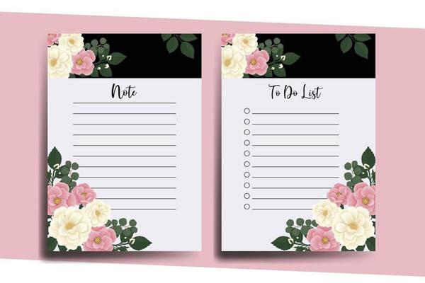 To do list Planner template Pink Mini Rose Flower Design