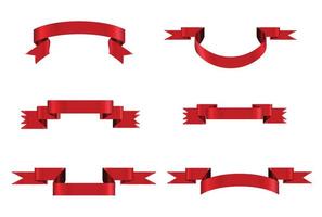 Conjunto de banners de vector de cinta roja brillante. colección de cintas. ilustración de diseño vectorial