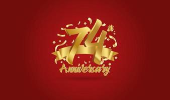 Anniversary celebration background. with the 74th number in gold and with the words golden anniversary celebration. vector