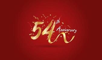 Anniversary celebration background. with the 54th number in gold and with the words golden anniversary celebration. vector