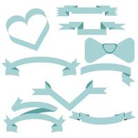 Blue Pastel Ribbon Set In Isolated white Background, Vector Illustration