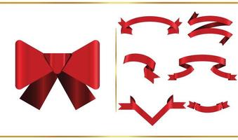 Red glossy ribbon vector banners set. Ribbons collection. Vector Design Illustration