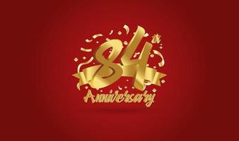 Anniversary celebration background. with the 84th number in gold and with the words golden anniversary celebration. vector