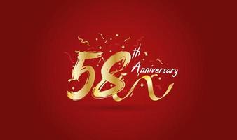 Anniversary celebration background. with the 58th number in gold and with the words golden anniversary celebration. vector