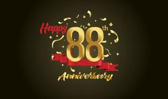 Anniversary celebration background. with the 88th number in gold and with the words golden anniversary celebration. vector