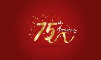Anniversary celebration with the 75th number in gold and with the words golden anniversary celebration. vector