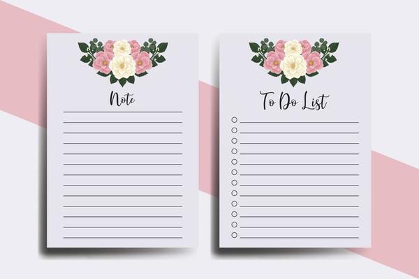 To do list Planner template Pink Mini Rose Flower Design