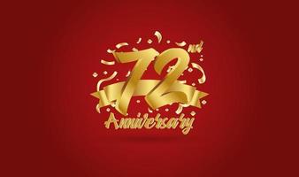Anniversary celebration background. with the 72nd number in gold and with the words golden anniversary celebration. vector