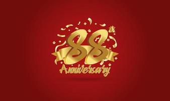 Anniversary celebration background. with the 88th number in gold and with the words golden anniversary celebration. vector