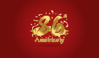 Anniversary celebration background. with the 86th number in gold and with the words golden anniversary celebration. vector