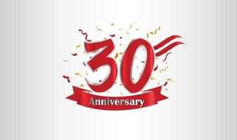 Anniversary celebration with the 30th number in gold and with the words golden anniversary celebration. vector