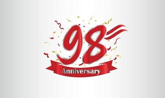 Anniversary celebration background. with the 98th number in gold and with the words golden anniversary celebration. vector