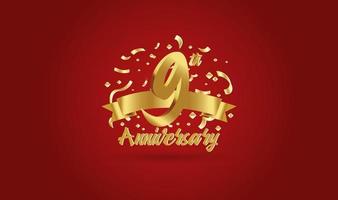 Anniversary celebration background. with the 9th number in gold and with the words golden anniversary celebration. vector