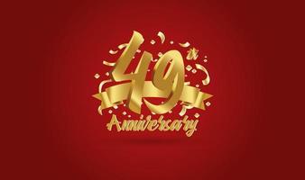 Anniversary celebration background. with the 49th number in gold and with the words golden anniversary celebration. vector