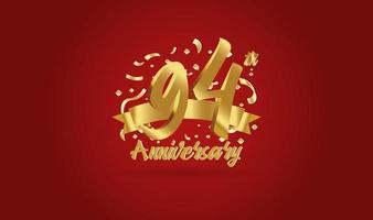 Anniversary celebration background. with the 94th number in gold and with the words golden anniversary celebration. vector