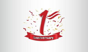 Anniversary celebration background. with the 1st number in gold and with the words golden anniversary celebration. vector