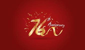 Anniversary celebration background. with the 76th number in gold and with the words golden anniversary celebration. vector
