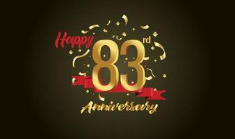 Anniversary celebration background. with the 83rd number in gold and with the words golden anniversary celebration. vector