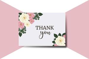 tarjeta de agradecimiento tarjeta de felicitación rosa mini plantilla de diseño de flor rosa vector