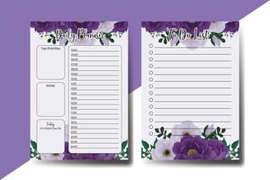 Planner To Do List Purple Peony Flower Design Template vector