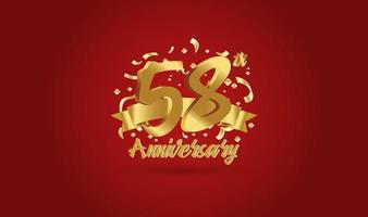 Anniversary celebration background. with the 58th number in gold and with the words golden anniversary celebration. vector