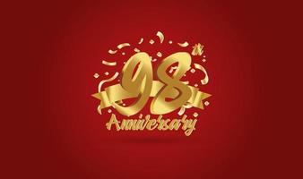 Anniversary celebration with the 98th number in gold and with the words golden anniversary celebration. vector