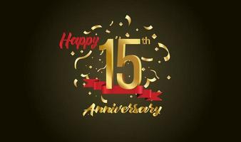 Anniversary celebration background. with the 15th number in gold and with the words golden anniversary celebration. vector