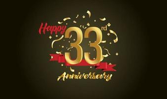 Anniversary celebration background. with the 33rd number in gold and with the words golden anniversary celebration. vector