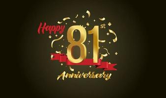 Anniversary celebration background. with the 81st number in gold and with the words golden anniversary celebration. vector