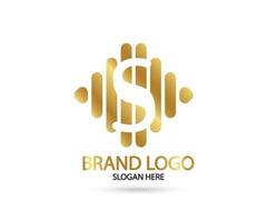 Letter S Linked Monogram in gold Logotype. Vector logo