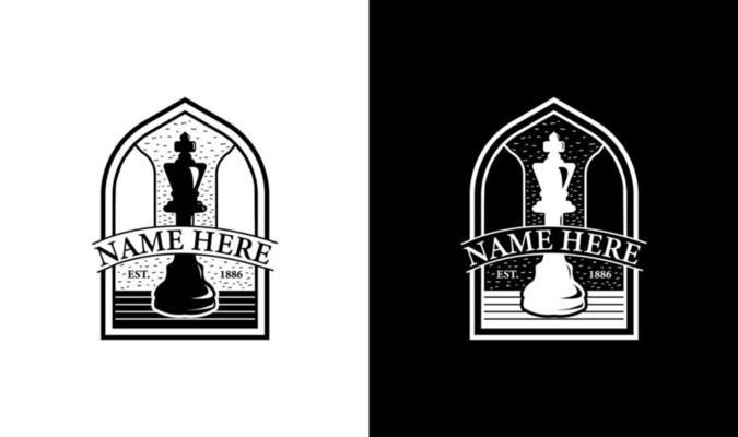 Elegant chess Vintage Retro Badge Label Emblem Logo design inspiration