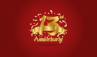 Anniversary celebration background. with the 13th number in gold and with the words golden anniversary celebration. vector