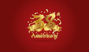 Anniversary celebration background. with the 38th number in gold and with the words golden anniversary celebration. vector